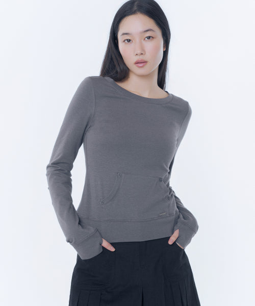 BUTTON POCKET LONG SLEEVE #REI同款! - 3 COLORS CHARCOAL