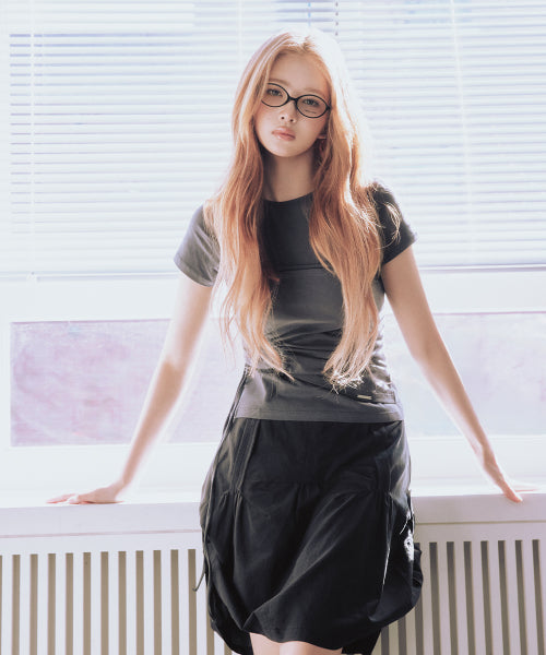 SLOUCHY BALLOON MIDI SKIRT #REI同款! - 2 COLORS BLACK