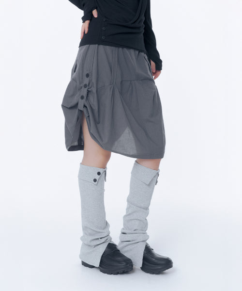 SLOUCHY BALLOON MIDI SKIRT #REI同款! - 2 COLORS CHARCOAL