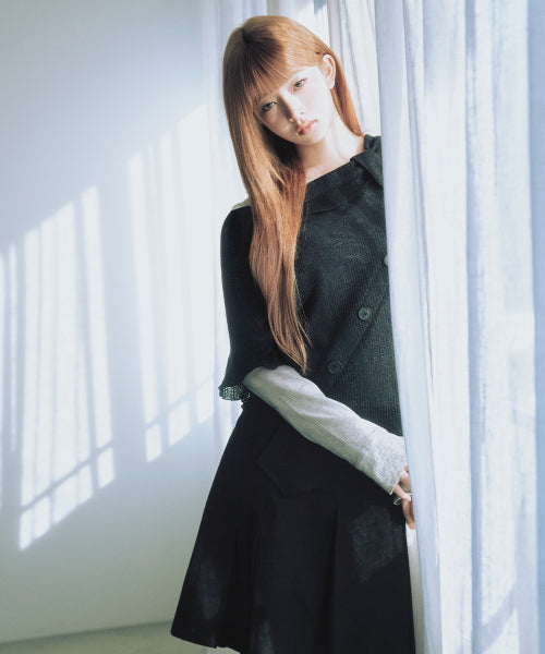 PLEATS LINE POCKET MIDI SKIRT #REI同款! - 2 COLORS BLACK