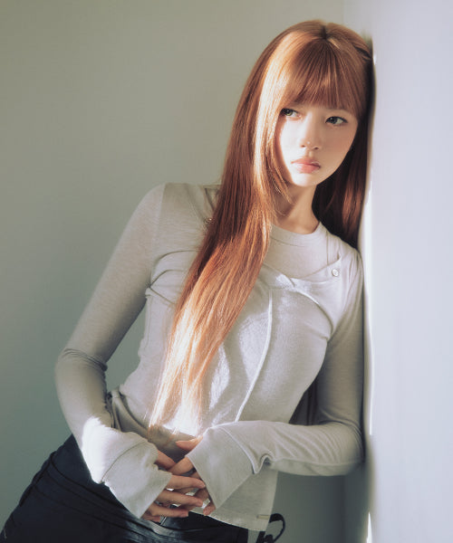 LAYERED LINE SHEER LONG SLEEVE #REI同款! - 3 COLORS GREY