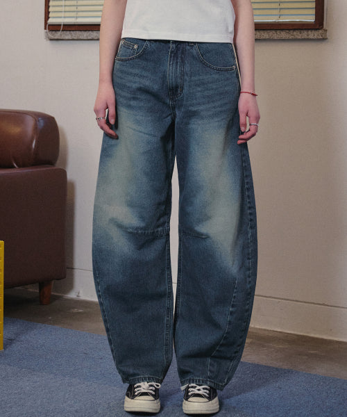 WOMEN WIDE DART DENIM PANTS - 2 COLORS INDIGO