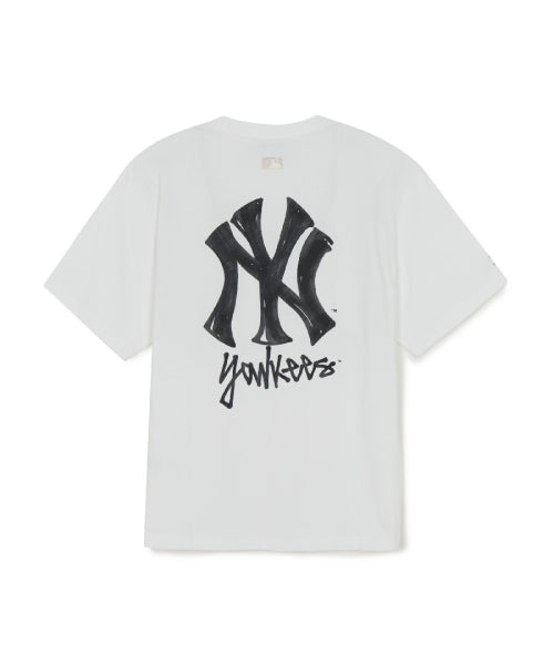 BASIC SIMPLE STREET LOGO OVERFIT SHORT SLEEVE T-SHIRT NY #KARINA同款! - 2 COLORS WHITE
