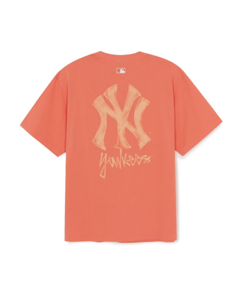 BASIC SIMPLE STREET LOGO OVERFIT SHORT SLEEVE T-SHIRT NY #KARINA同款! - 2 COLORS ORANGE
