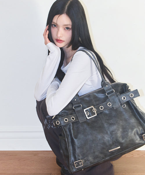 SQUARE TOTE - 2 COLORS CHARCOAL