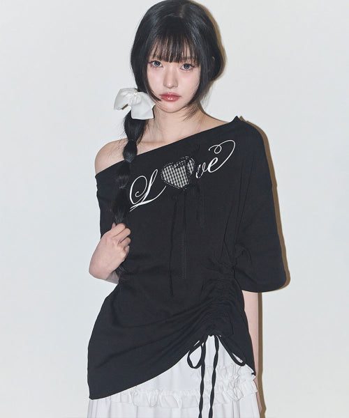 LOVE ONE SHOULDER T-SHIRT - 3 COLORS BLACK