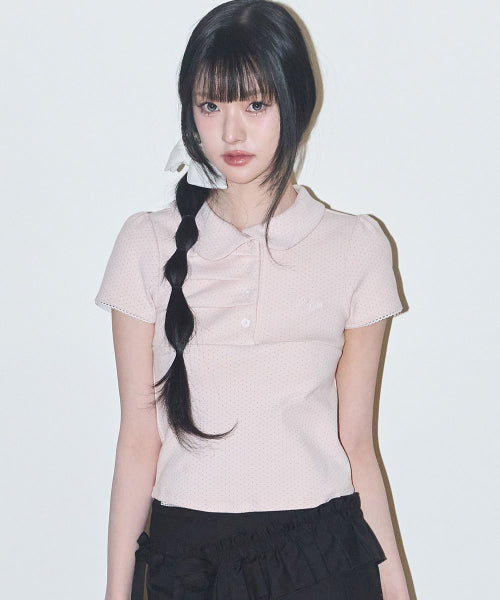 DOT PINTUCK COLLAR - 4 COLORS PINK