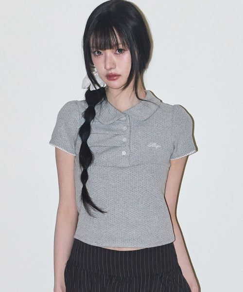 DOT PINTUCK COLLAR - 4 COLORS MELANGE GREY