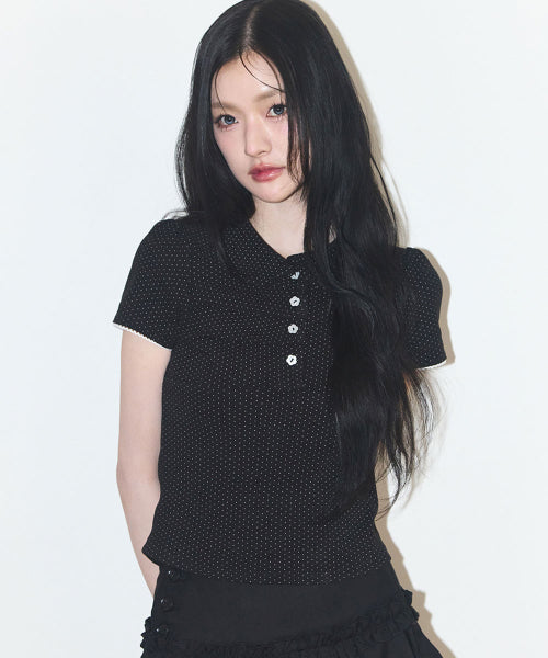 DOT PINTUCK COLLAR - 4 COLORS BLACK