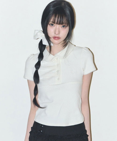 DOT PINTUCK COLLAR - 4 COLORS IVORY