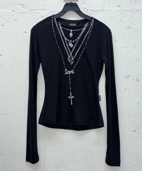 FAUX NECKLACE TEE BABY - 5 COLORS SILVER