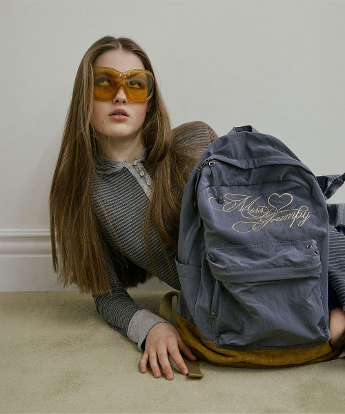 GRUMPY GIRL NYLON BACKPACK METALLIC NAVY
