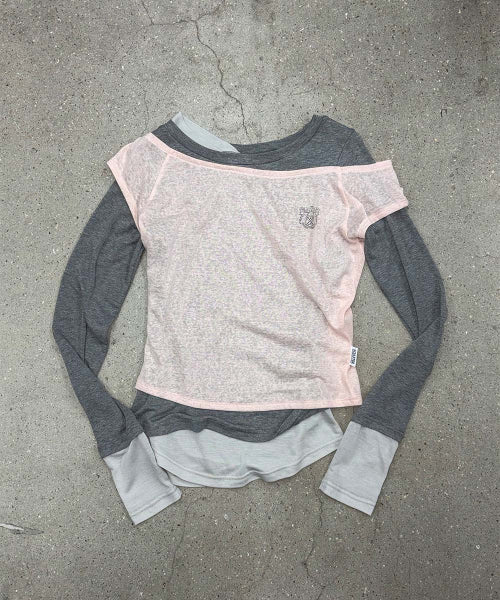 LAZY LAYERED TEE SALMON - 7 COLORS PINK