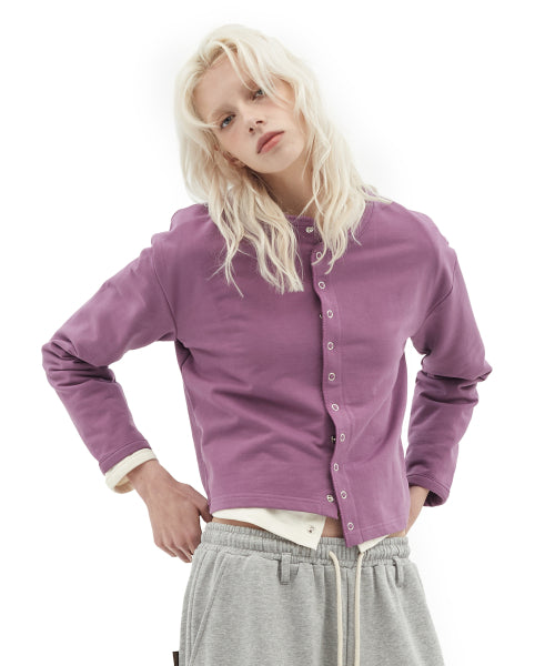 SNAP BUTTON CARDIGAN - 3 COLORS CHARCOAL