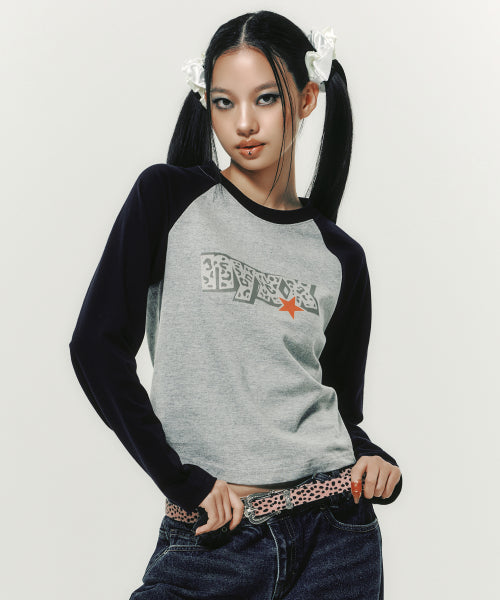 STAR RAGLAN L/S BLACK - 2 COLORS