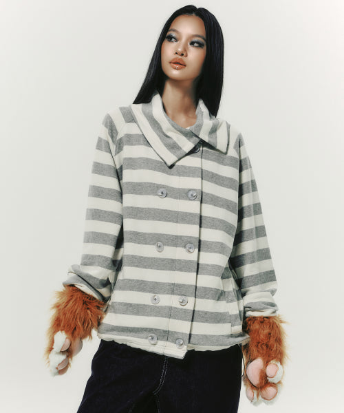 STRIPE COLLAR JACKET PINK - 2 COLORS