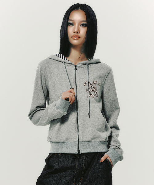 LETTER N HOOD ZIP-UP NAVY - 2 COLORS