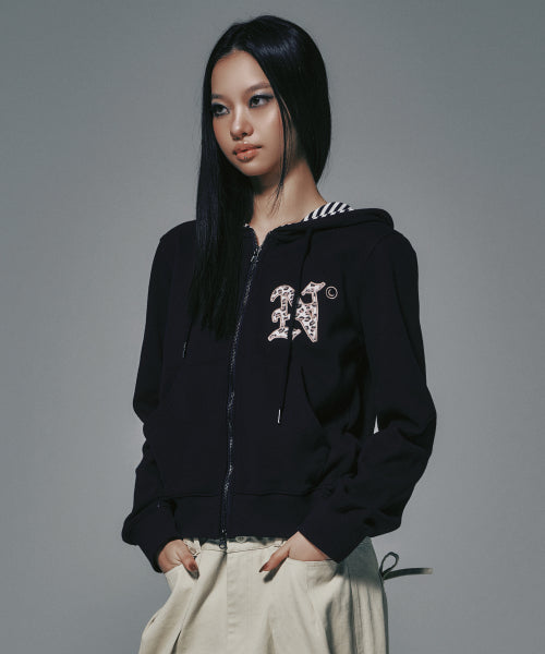 LETTER N HOOD ZIP-UP NAVY - 2 COLORS