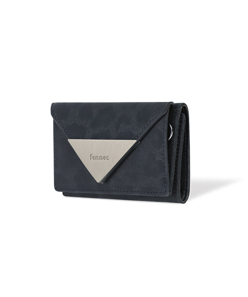 TRIANGLE TRIPLE WALLET LEOPARD - 3 COLORS NAVY