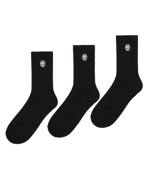 CIRCLE LOGO SOCKS 3PACK MULTI - 3 COLORS BLACK