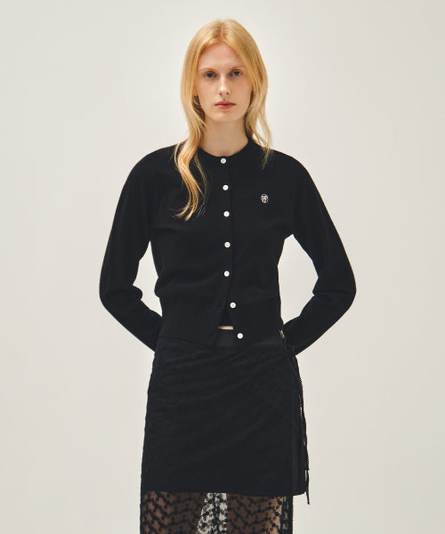 W BASIC KNIT CARDIGAN SETUP - 4 COLORS BLACK