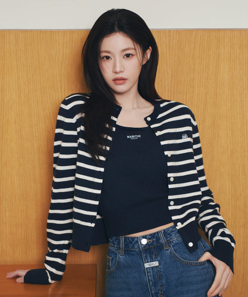 W BASIC KNIT CARDIGAN SETUP - 4 COLORS NAVY