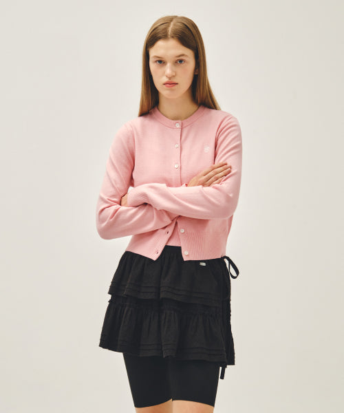 W BASIC KNIT CARDIGAN SETUP - 4 COLORS PINK