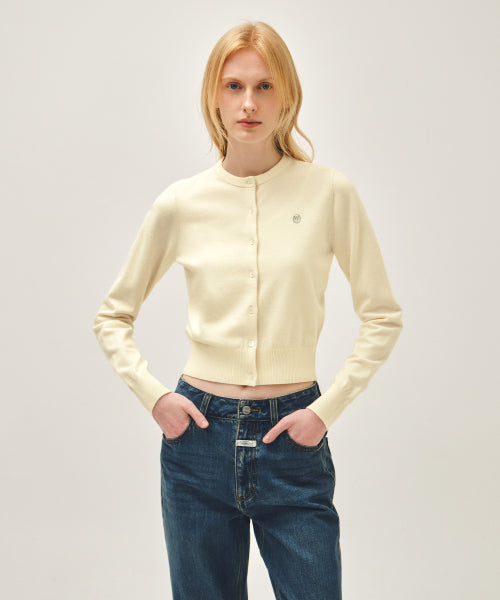 W BASIC KNIT CARDIGAN SETUP - 4 COLORS IVORY