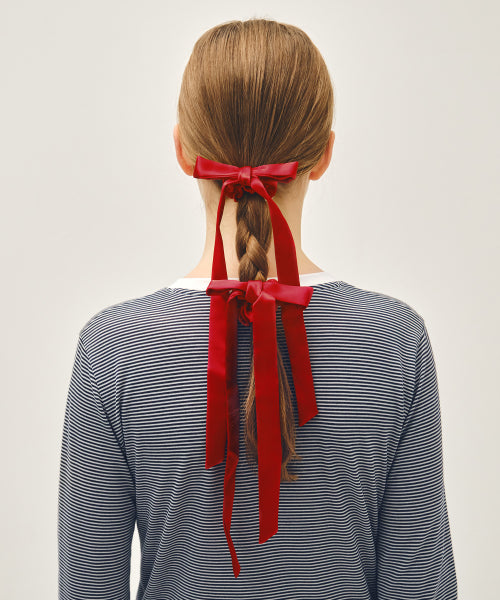 REGULAR LOGO SATIN HAIR RIBBON SCRUNCHIE 2PACK - 3 COLORS RED