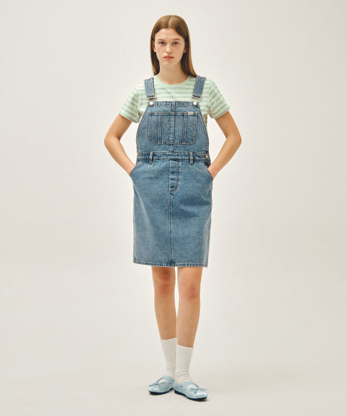 W DENIM OVERALL MIDI SKIRT ECRU - 2 COLORS BLUE