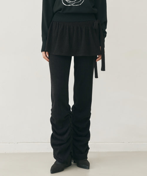SHIRRING LAYERED SKIRT PANTS #徐睿知同款! - 2 COLORS BLACK