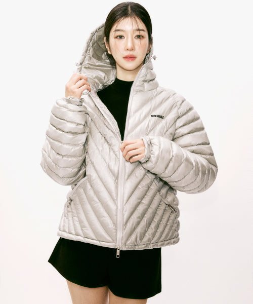 NICOLE LIGHT WEIGHT HOODY PADDING #徐睿知同款! - 6 COLORS LIGHT GREY