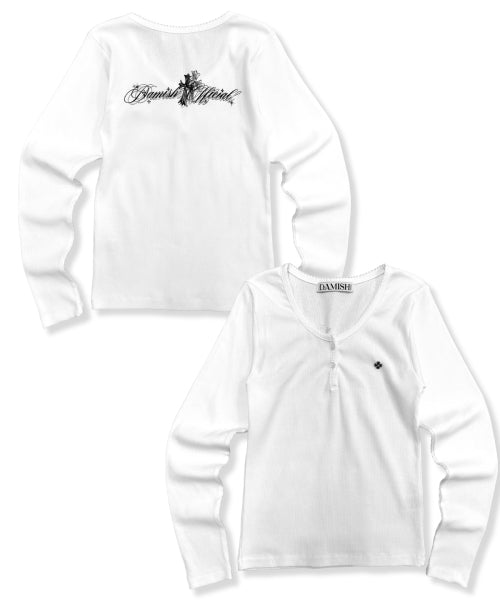 CROSS HENLEY NECK - 2 COLORS WHITE