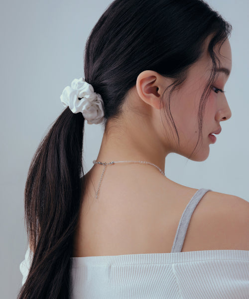 WOMENS SILK SCRUNCHIE LARGE #韓韶禧同款! - 3 COLORS WHITE
