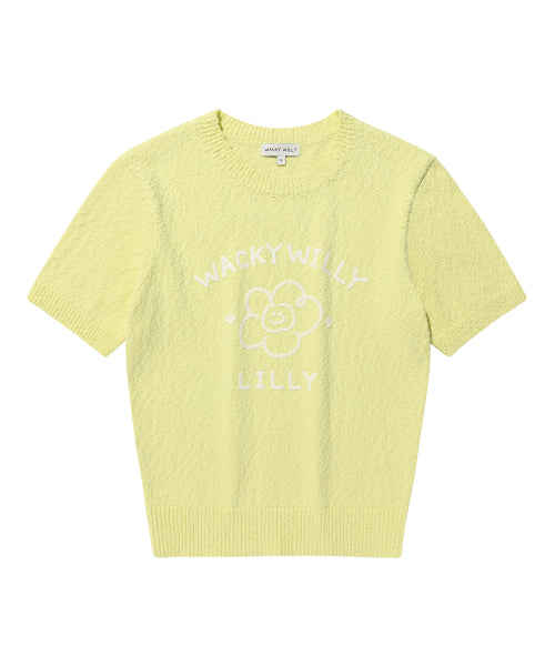 BIG LILY GRAPHIC SHORT SLEEVE KNIT #GISELLE同款! - 2 COLORS GREEN