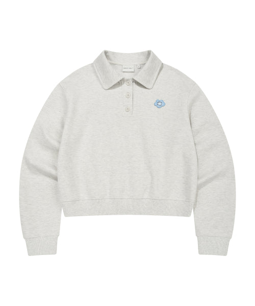 COLLAR HALF BUTTON-UP SWEATSHIRT #GISELLE同款! - 3 COLORS OATMEAL