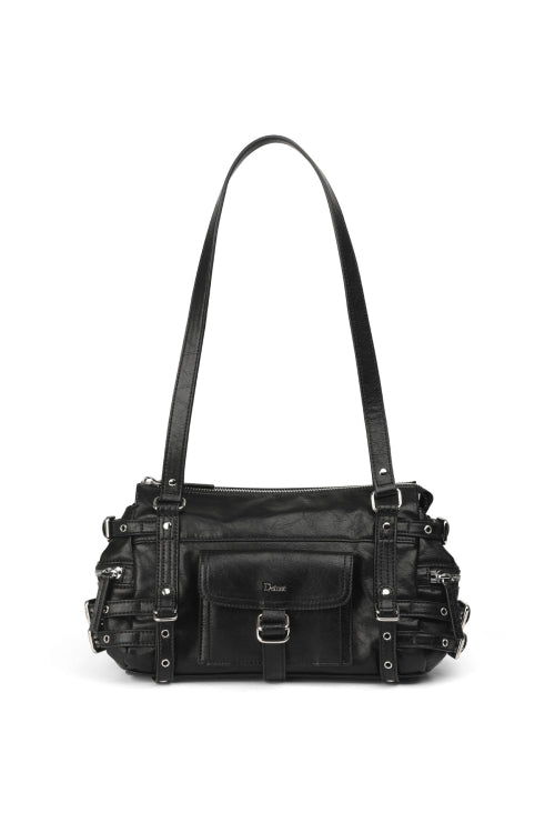 BELTED POCKET MINI SHOULDER BAG - 3 COLORS BLACK
