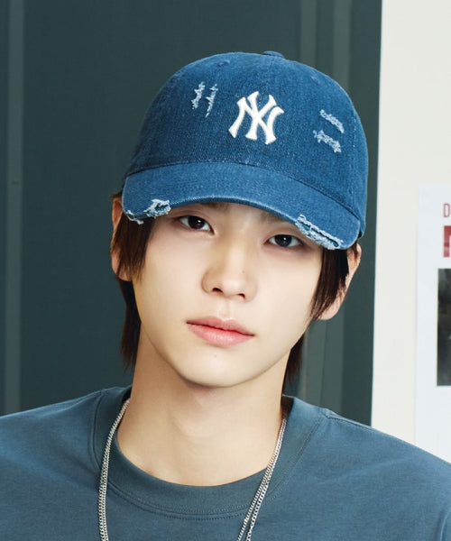 DAMAGE WASHED UNSTRUCTURED BALL CAP LA #KARINA同款! - 6 COLORS NAVY