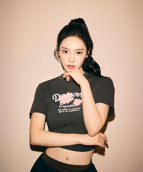 WOMEN FRESHVENT NATURE GRAPHIC TEE #NINGNING同款！ - 3 COLORS GREY