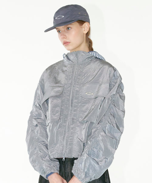 LINE SHIRRING WINDBREAKER - 2 COLORS GREY