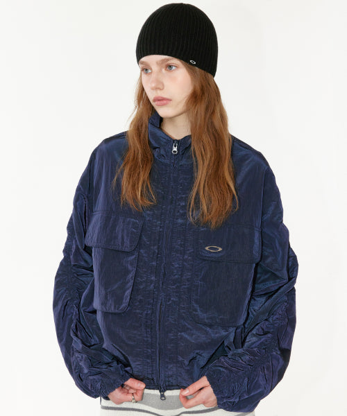 LINE SHIRRING WINDBREAKER - 2 COLORS NAVY