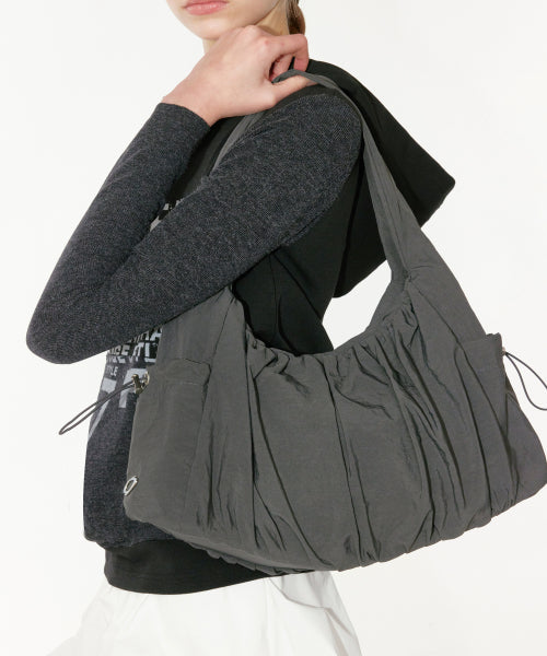 SHIRRING SHOULDER BAG - 3 COLORS CHARCOAL