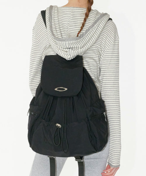 STRING FLAP BACKPACK - 3 COLORS BLACK