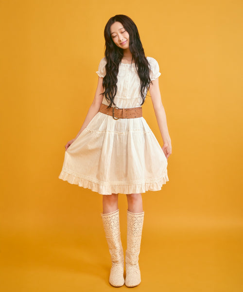 COTTON EYELET BUSTIER DRESS #GISELLE同款! WHITE
