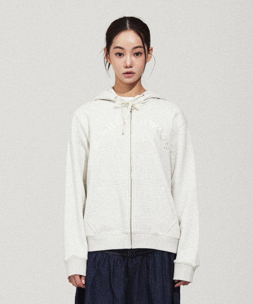LILY APPLIQUE OVERFIT HOOD ZIP-UP #GISELLE同款! - 2 COLORS OATMEAL