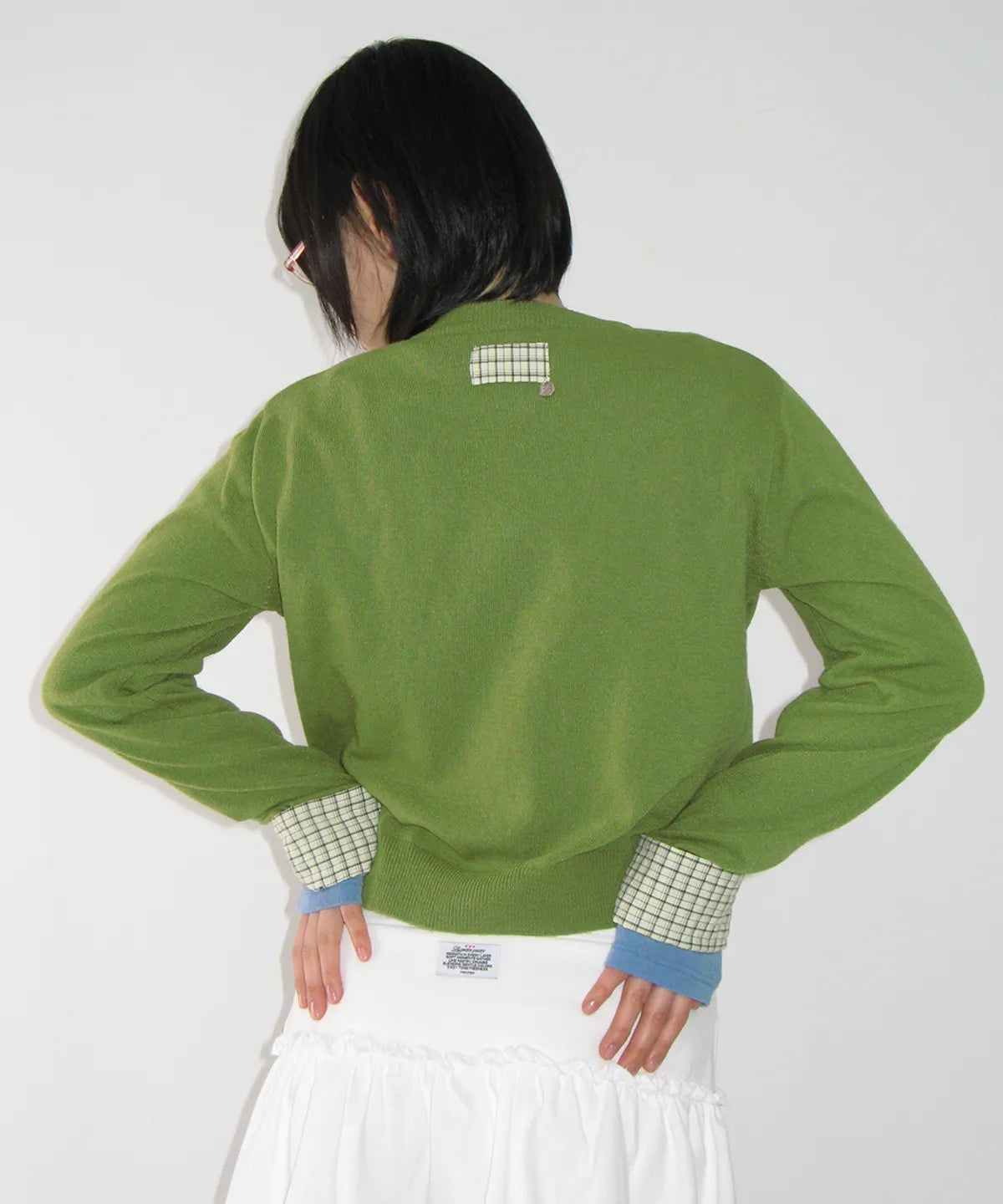 CHECK SHIRT POINTED KNIT CARDIGAN - 3 colors