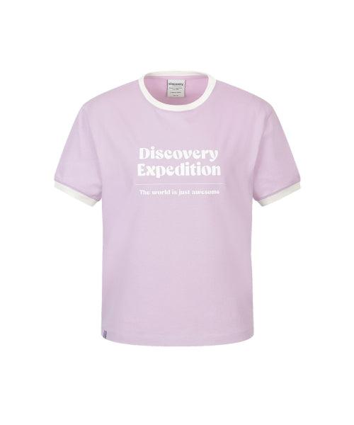 WOMEN FRESHVENT LETTERING SEMI CROP RINGER TEE #NINGNING同款！ - 4 COLORS AS SHOWN