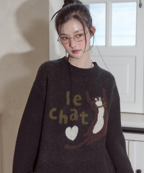 LE CHAT PULLOVER KNIT - 2 COLORS BLACK