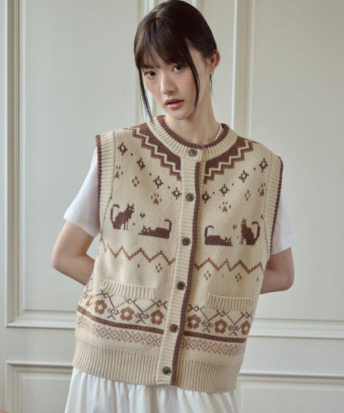 CAT KNIT - 2 COLORS BEIGE