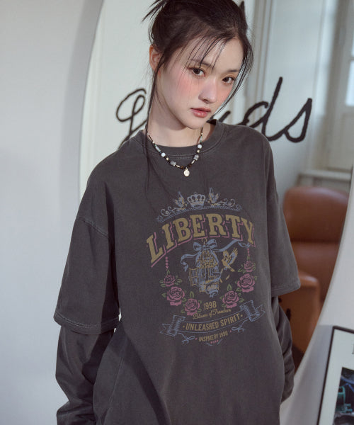 TEE LAYERED PIGMENT LONG SLEEVE - 2 COLORS BLACK